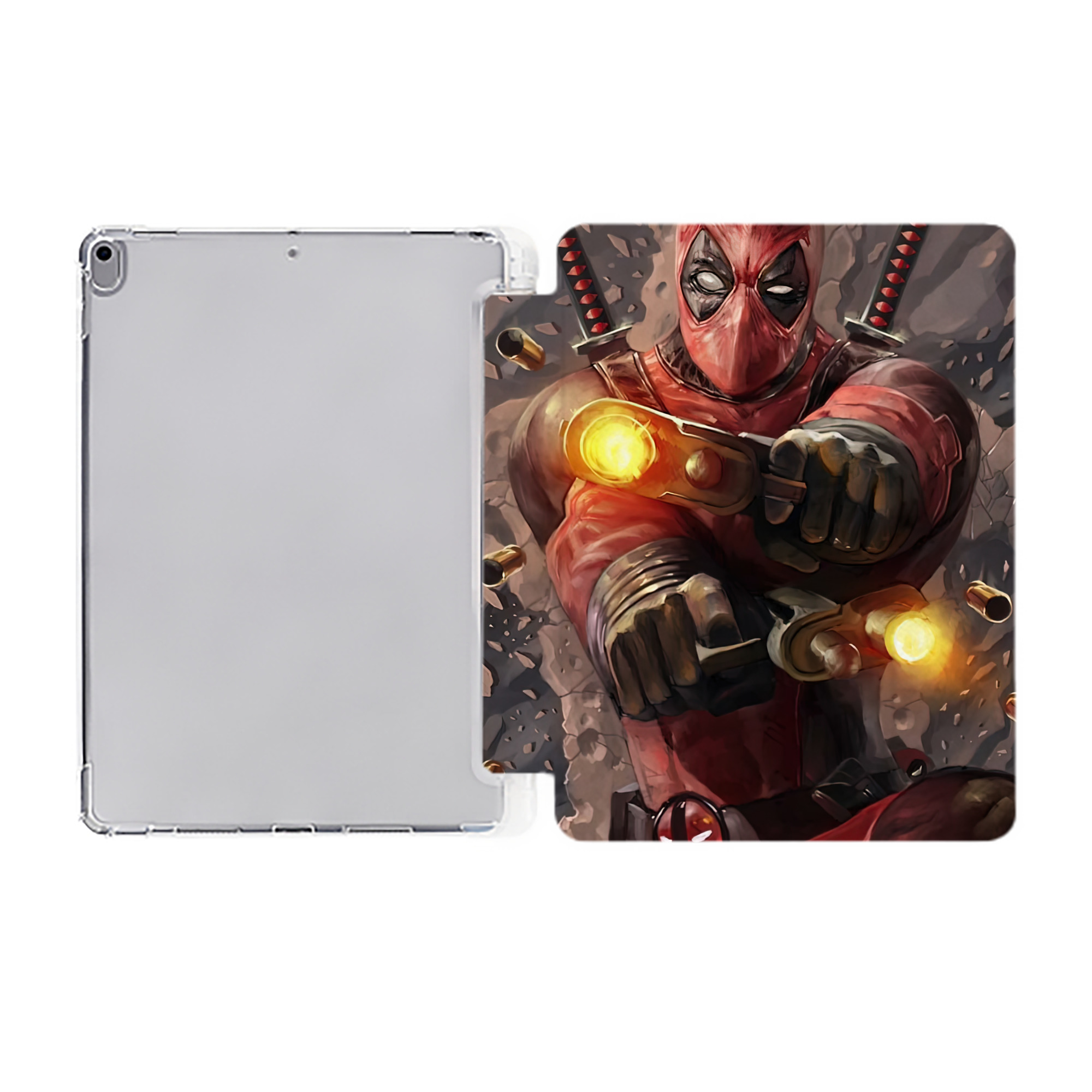（画像用） Deadpool デッドプール IPad ケース ペン収納付き 三つ折りスタンド PUレザー×シリコン 対応機種9.5/10.5/10.9インチ